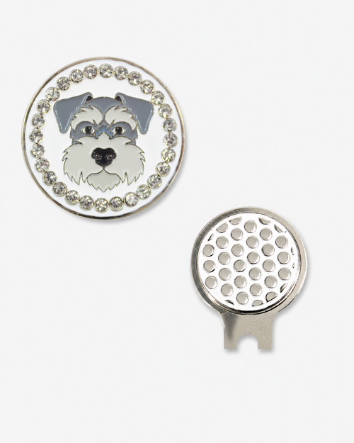 Bling Schnauzer Ball Marker & Hat Clip Set