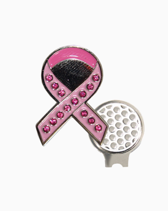Bling Pink Ribbon Ball Marker & Hat Clip Set