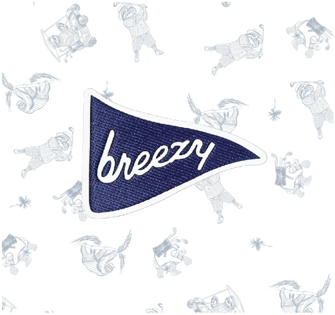 Breezy logo on Pace Of Play Polo blue micro print detail.