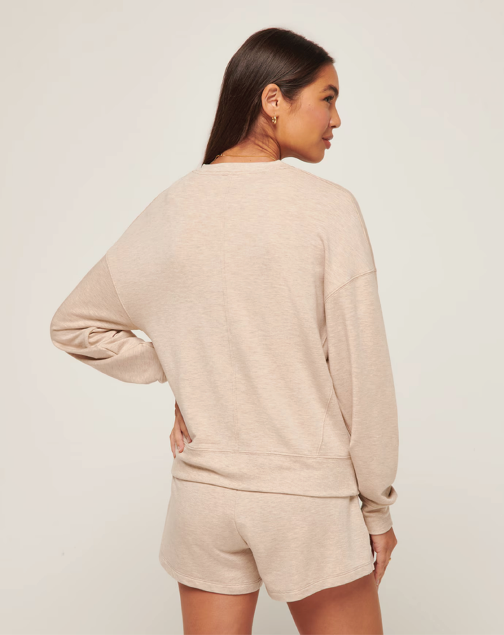 Back view of the TravisMathew Cloud Terry Crew with a relaxed, comfortable fit.