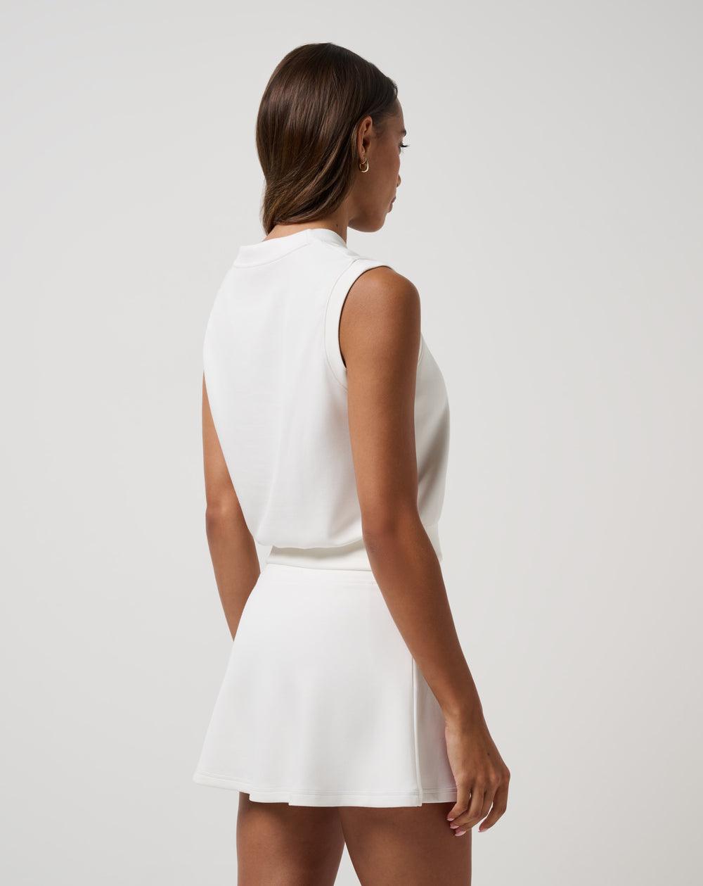 Back view of TravisMathew women’s Skyloft Soft Vest in white.