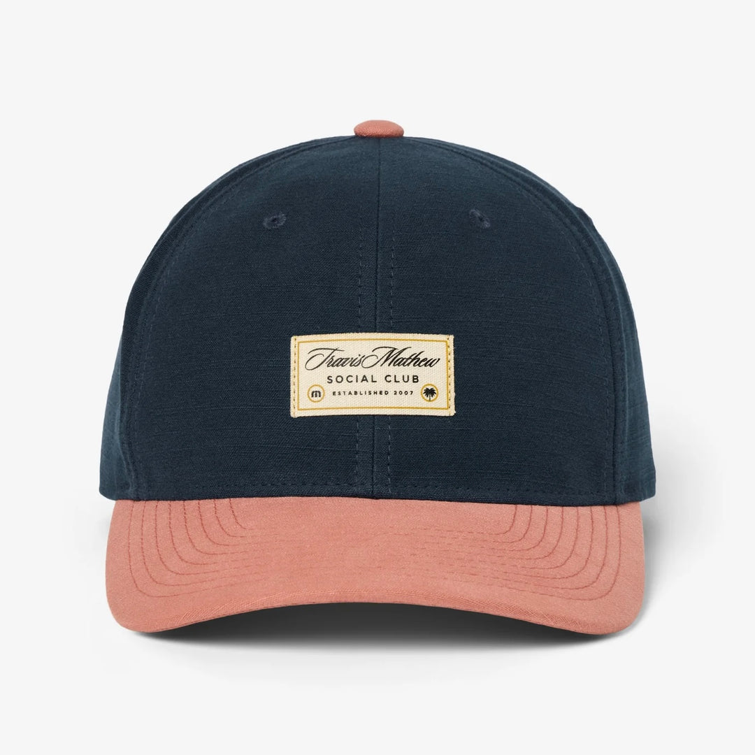Men’s Social Club Hat with unstructured snapback fit, featuring two-tone design and front patch detail