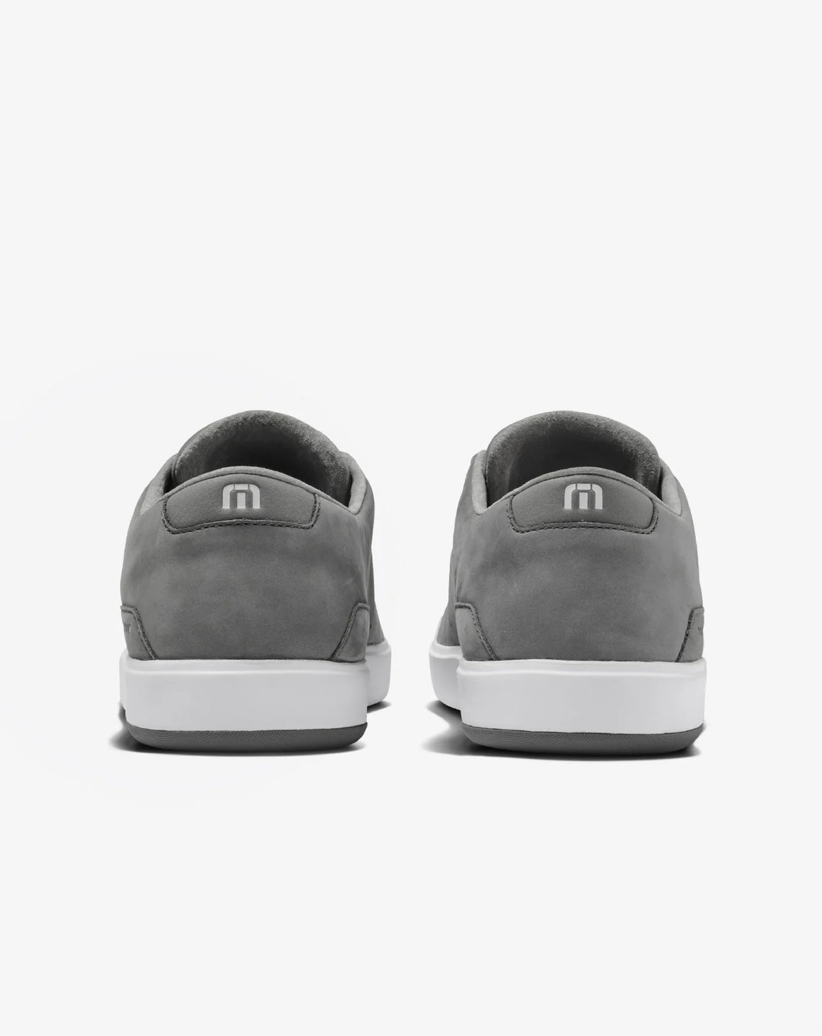 Back view of gray TravisMathew Modern Cup Shoes.