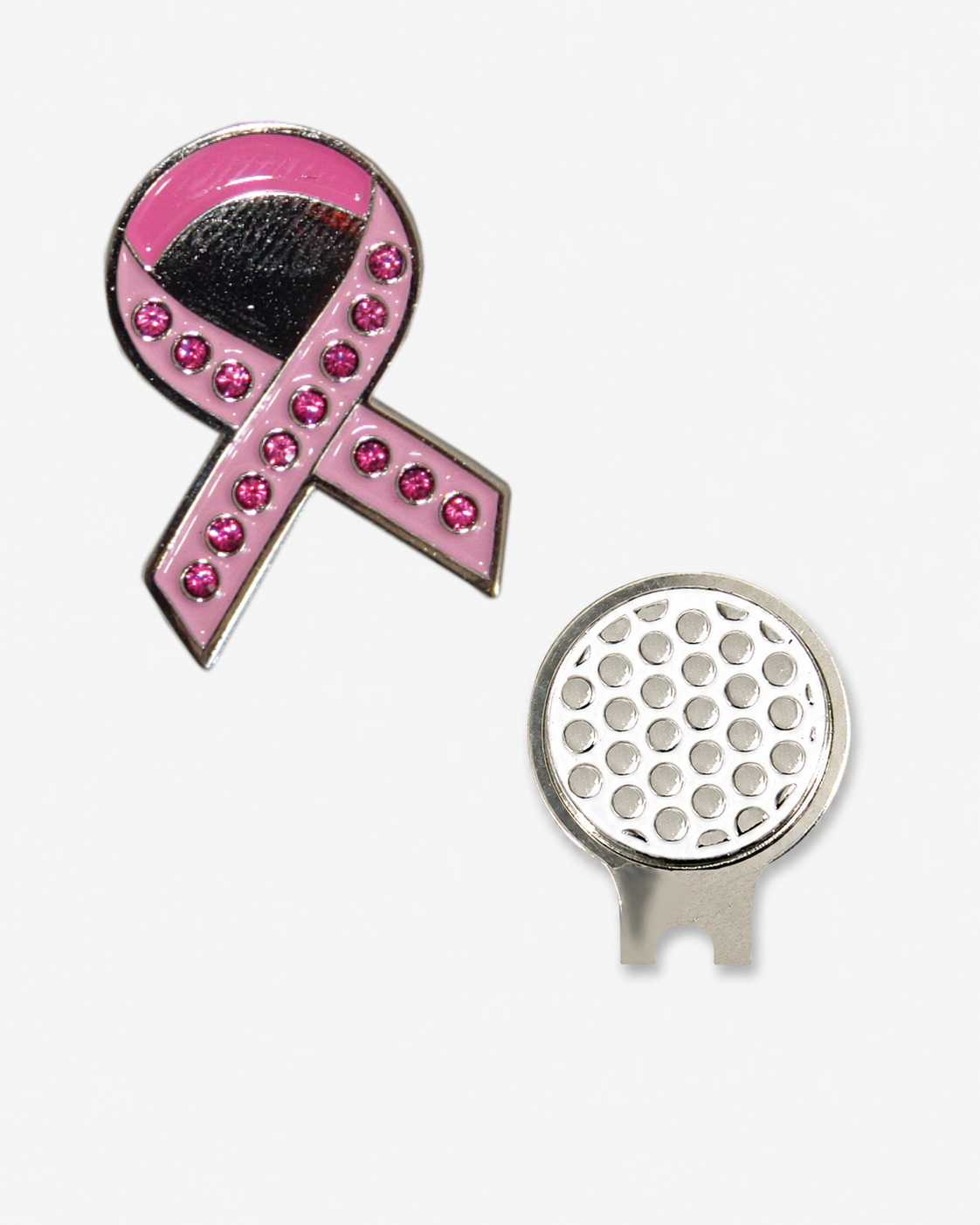 Bling Pink Ribbon Ball Marker & Hat Clip Set