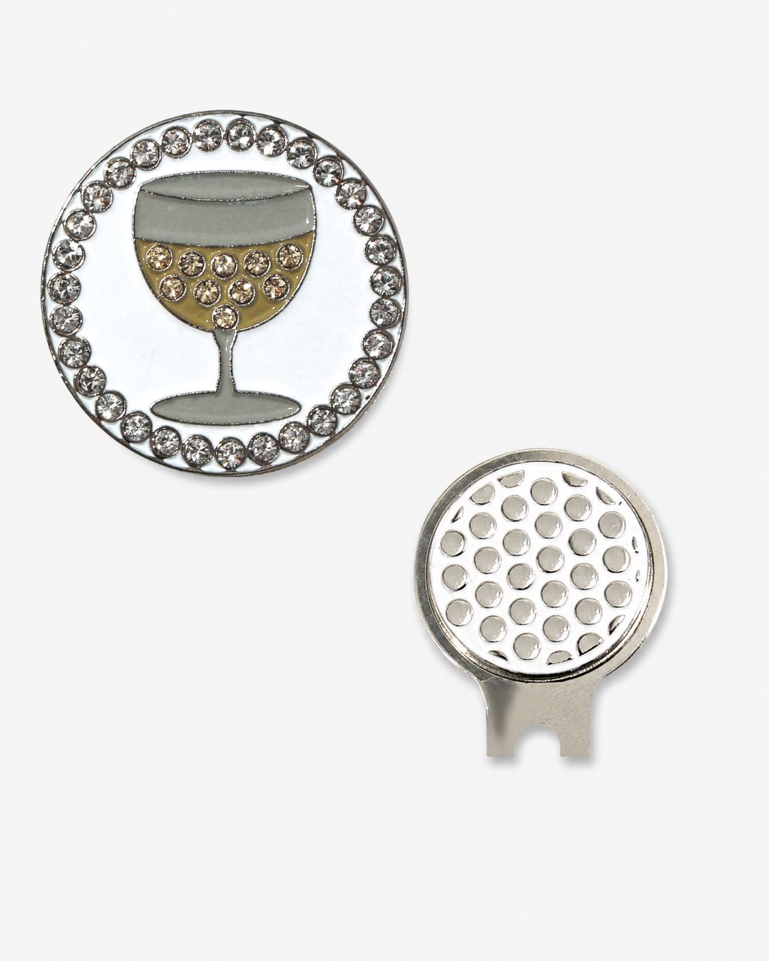 Bling White Wine Ball Marker & Hat Clip Set