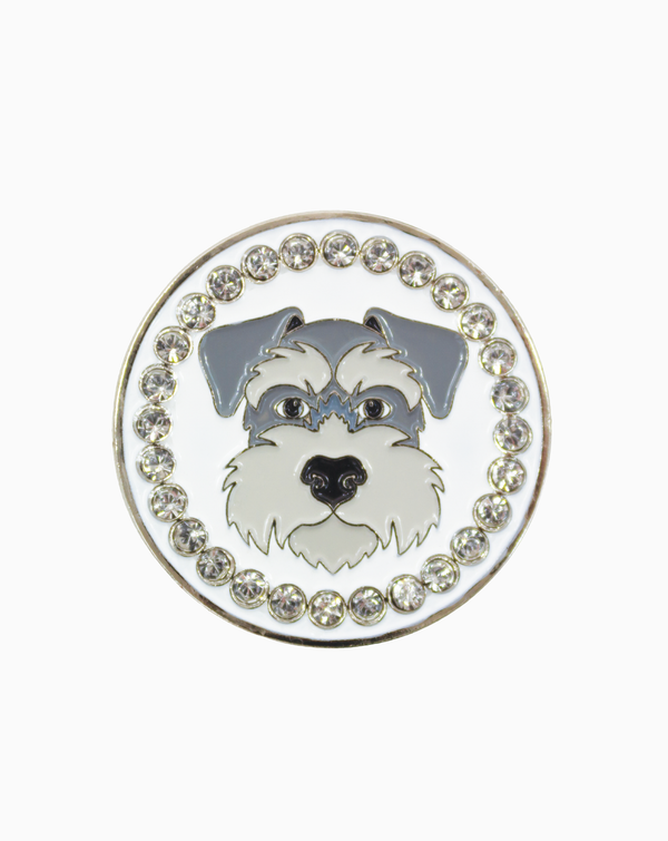 Bling Schnauzer Ball Marker & Hat Clip Set