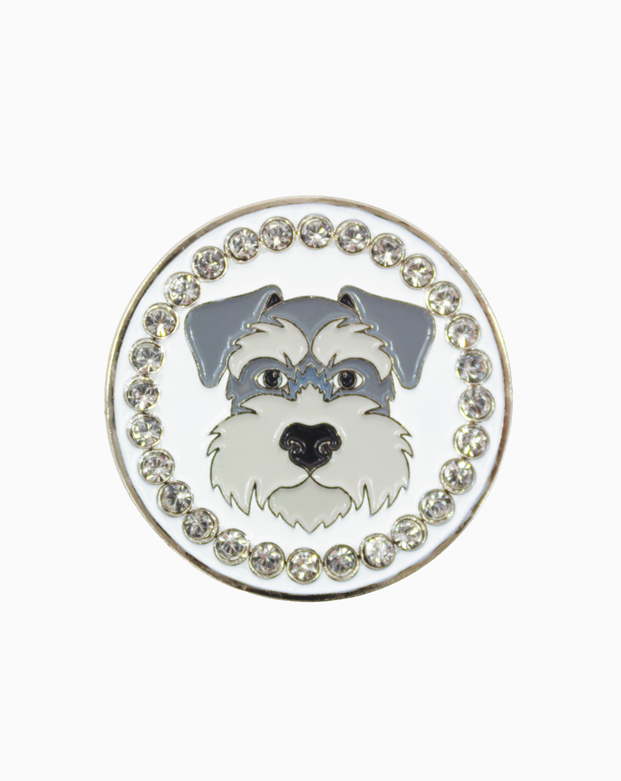 Bling Schnauzer Ball Marker & Hat Clip Set