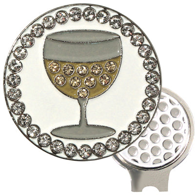 Bling White Wine Ball Marker & Hat Clip Set